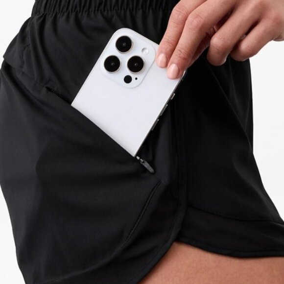 Women's Athleta Mesh Racer Run Mid-Rise Black Shorts - Picture 2 of 9